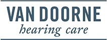 Logo for Van Doorne Hearing Care. The text VAN DOORNE appears in all capital letters above the words hearing care in a smaller, cursive font, all within a rectangular border.
