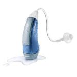 A hearing aid with a tube.